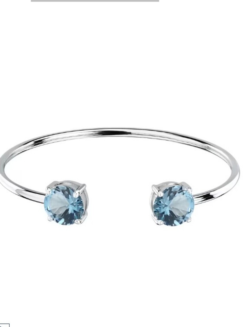 Open Bangle Bling Crystal Bracelet (Blue & Silvertone) 💙